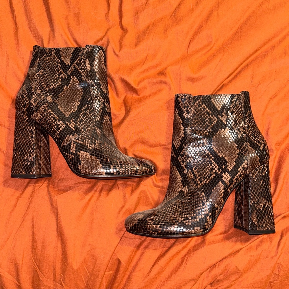 Steve Madden Snakeskin Booties - 4” heel height
